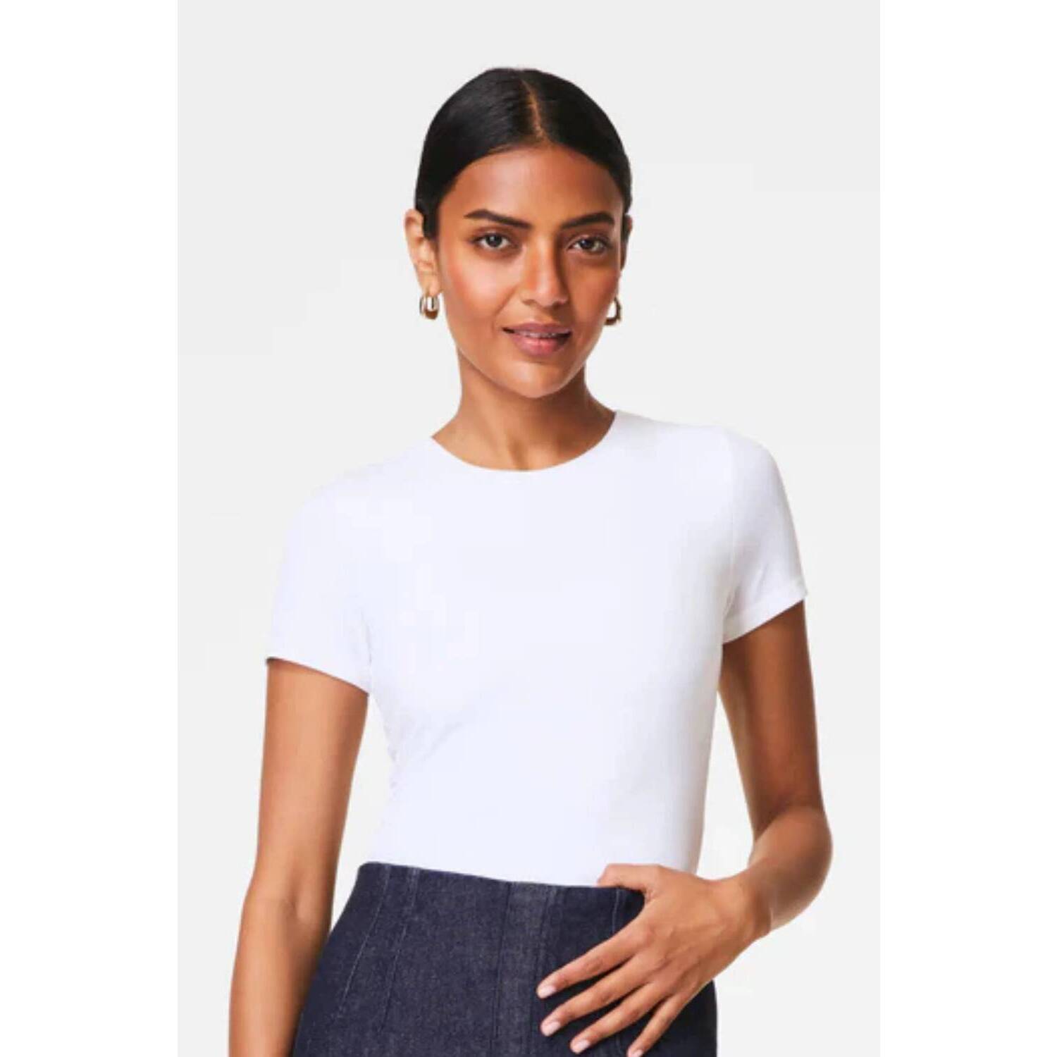 New Spanx Smooth Jersey Crewneck Tee In Classic White
